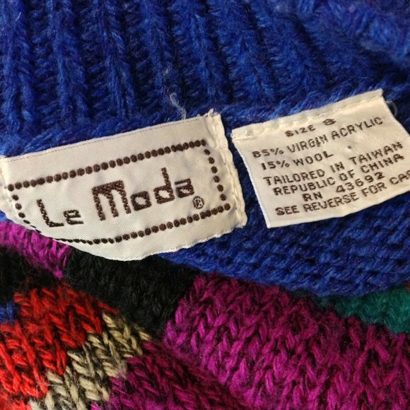 Vintage Le Moda Sweater Geometric 80’s 90’s Womens Small - Picture 5 of 5